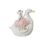 Polyresin Mouse Ballerina With Crown On Swan 17.2X11.3X18CM