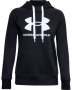 Women's Ua Rival Fleece Logo Hoodie - Black / White / WHITE-001 / LG