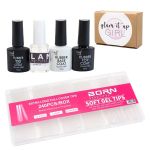 Extra Long Soft Gel Nail Tips + Uv Glam Gel Rubber Top Base Matt Bond-it