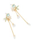 Goldair Gold Plated Aqua Blue Cubic Zirconia Butterfly Stud Chain Drop Earrings