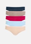 Jockey 5 Pack Plain Tonal Elastic Bikini - Navy beige red cappucino blue