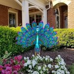 1PC Peacock Statue Decor Metal Peacock Outdoor Statue Backyard Decor 3D Garden Peacock Yard Art Beautiful Peacock Statue Decor F