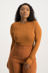 Lucy Long Sleeve Bodysuit - Glazed Ginger - L