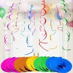 6PCS BAG Happy Birthday Decorative Ceiling Hanging Swirl Spiral Pendant Garland Banner For Baby Birthday Party Wedding Decoratio