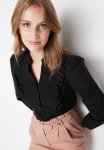 Black Lace Cotton Woven Shirt