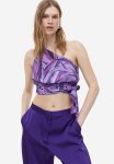 Cropped One-shoulder Top - Multi Purple