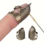 1PC Adjustable Thimble With Copper Finish Handmade Embroidery Thimble With Adjustable Size Anti-slip And Protective Finger Cap S
