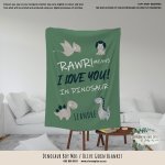 Personalised Fleece Blanket Dinosaur Boy Mos Olive Green Blanket