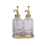 Clear & Gold Dispenser Set With Tray