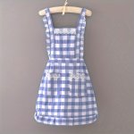 Chic Women's Canvas Apron - Waterproof & Oil-proof Easy Clean Kitchen Bib With Floral plaid polka Dot Design