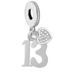Sterling Silver Charm 13TH Birthday Charm For Bracelet Charm For Women