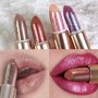 Sparkling Metallic Pearlescent Glitter Lipstick With Golden Powder Shiny Golden Lipstick Nude Brown/Peach Red/Pinkish Golden/Metal Mocha Red Party Queen Cosplay Princess Makeup All-match For
