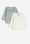 2-PACK Ribbed Tops - Cream & Floral