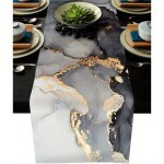 Marble Design Polyester Table Runner - Woven Non-slip Rectangular Decorative Polyester Table Cover For Dining Kitchen Bedroom Th