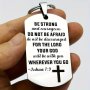 Be Strong And Courageous" Stainless Steel Cross Keychain - Inspirational Christian Verse Pendant Perfect For Birthdays Graduations Communions & More