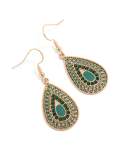 Goldair Gold Green Diamante Teardrop Filigree Drop Earrings
