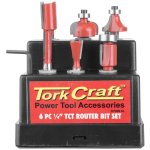 Tork Craft Router Bit Set 6PC Plastic Box 1 4" Shank