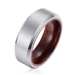Men's Sandalwood Matte Silver Tungsten Ring WR-109 - 12