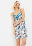 Watercolor Patterned Satin Night Dress - Multi