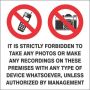 Strictly Forbidden To Use Cell Phones And Cameras Sign 440X440