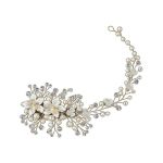 Golden Floral Wedding Headband Bridal Hair Vine For Women And Girls