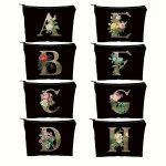 Floral Letter Pattern Cosmetic Bag Zipper Makeup Pouch Waterproof Toiletry Bag Travel Accessories Organizer For Women Christmas