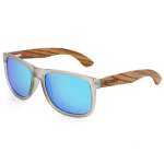 Blue Lens Polarized Zebrawood Sunglasses S408