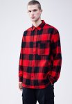 Relaxed Fit Flannel Shirt - Red Checked