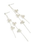 Silver Thin Flower Drop Earrings