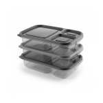 3 Piece 3-COMPARTMENT Storage Container Set Grey