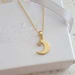Nova-gold Gold Plated 925 Sterling Silver Moon And Star Necklace 10X12MM 45CM Chain