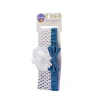 Flower And Bow Headband 2 Pack - Denim And White