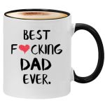 Kropsis Best Fucking Dad Ever Fathers Day Idea Funny Life Dad Ceramic Coffee Mug Tea Cup Black
