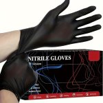 Durable Black Disposable Nitrile Gloves - Waterproof For Kitchen Tattoos Hair Dye & Pet Care Ideal For Home Cleaning & Beauty Sa