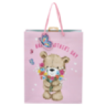 Gift Bag Large Teddy Bear Holding Flowers