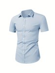 Men's Solid Color Summer Formal Short Sleeve Shirt Men's Button Up Shirt For Business Formal Occasions Gift For Men