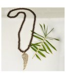 Diamante Wing Wooden Beaded Necklace - Brown Free
