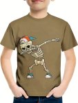 Cartoon Skeleton Dancing Print Casual Short Sleeve T-shirts For Boys - Cool Lightweight And Comfy Summer Clothes