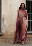 Brown Gradient Cloak Evening Dress