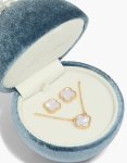 Goldair Gold Shell Inlay Flower Earrings & Necklace Jewellery Set