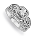 Sterling Silver Cubic Zirconia Marquise Twinset Ring