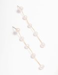 Goldair Gold Plated Freshwater Pearl Long Drop Earrings