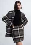 Textured MINI Skirt - Light Beige Checked