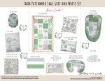Cot Duvet Bedding Farm Patchwork Sage Grey And White Set