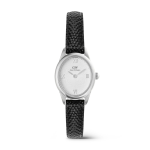 Ophelia MINI Black Lizard White Guilloch Silver Watch