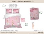 Kids Duvet Set Elephants And Bunnies Cherry Blossoms