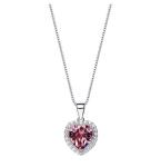 925 Sterling Silver Birthstone Heart Necklace Embellished With Swarovski Crystals - October
