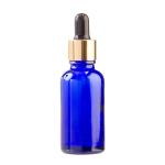 30ML Blue Glass Aromatherapy Bottle With Pipette - Black & Gold Collar 18 78