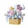 Creative Tulip & Rose Potted Building Blocks Set - Purple White & Blue