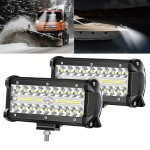 2PCS 17.78CM LED Work Light Bars - Triple Row Flood Beam High Lumens 3000LM+ Aluminum Dc 12-24V For Off-road Suvs Atvs Utvs Boat